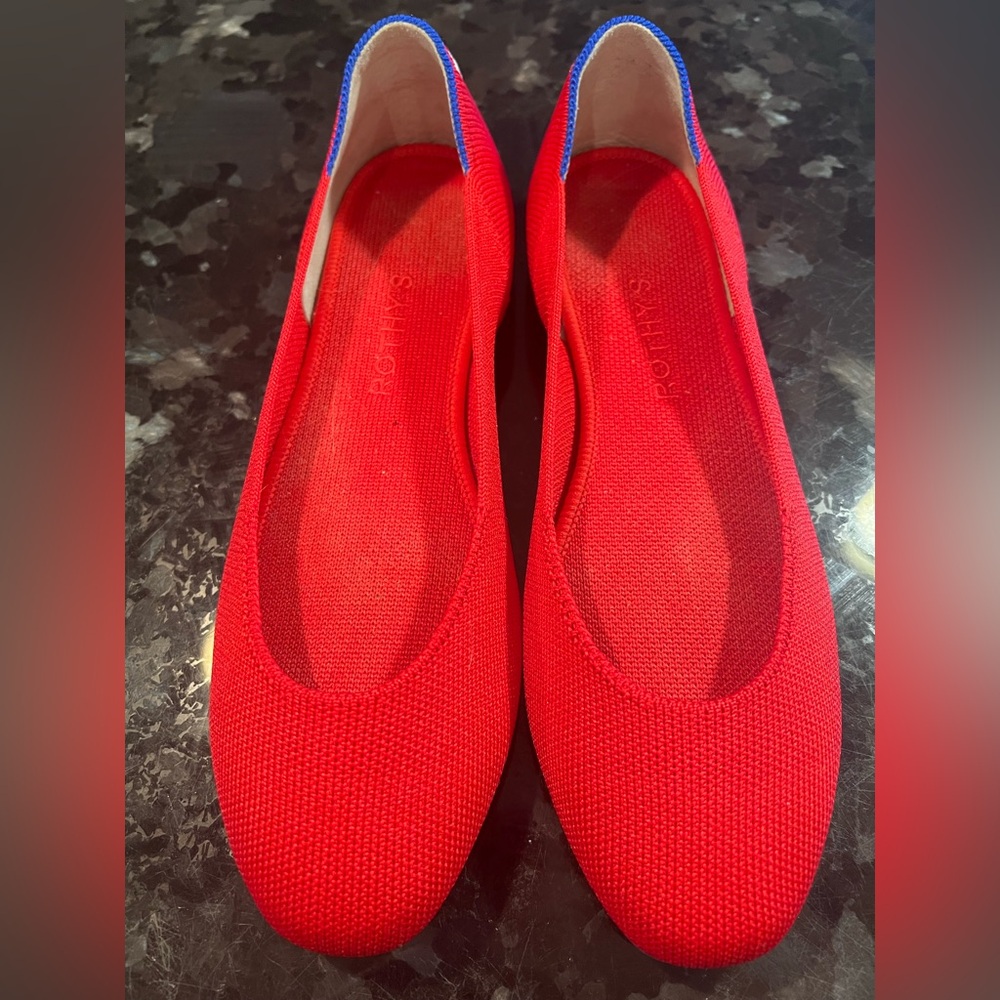 Rothy's Vibrant Red and Blue Flats